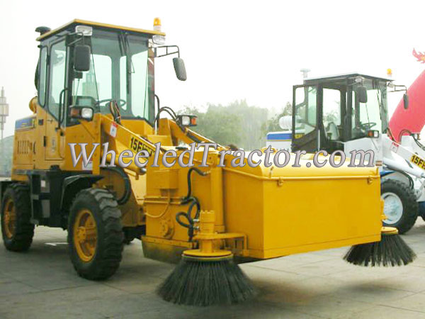 Wheel loader with Road Sweeper, Road Cleaning Machine